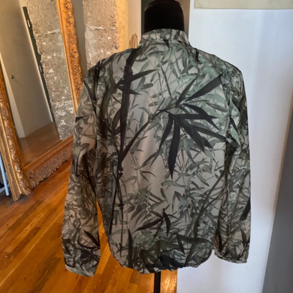NWT Massimo Dutti Green Leaves print zip up windbreaker w/ pockets size S - Picture 6 of 9